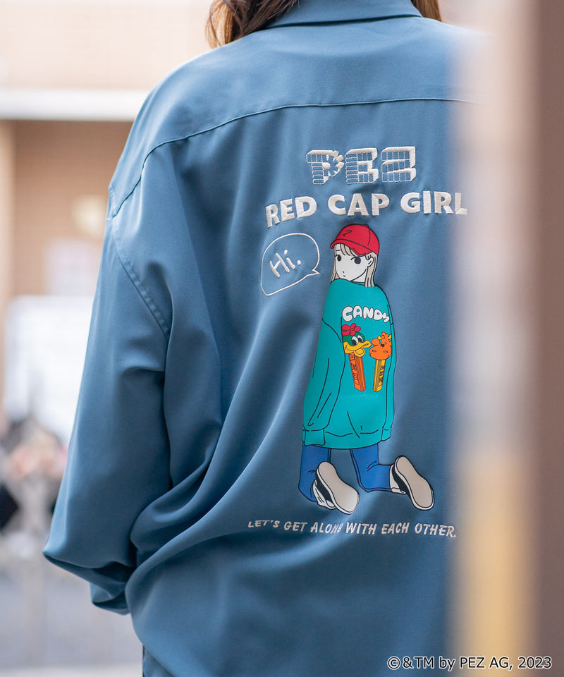 【PEZ x RED CAP GIRL】コラボ バック イラスト ルーズシルエット シャツ