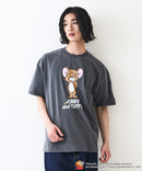 【TOMANDJERRY/トムとジェリー】オリジナルデザイン ジェリー タフィー パウダーブリーチ 加工 Tシャツ ドロップショルダー ビッグシルエット ヴィンテージライク 古着ライク ユニセックス キャラクター
