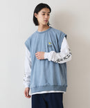 【(What it isNt)ART BY MARKGONZALES / (ワットイットイズント) アートバイマークゴンザレス】 スエードタッチベスト ロンT リアルレイヤード 2枚セット