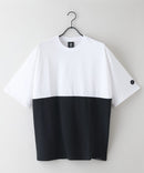 【BRKNHOME/ブロークンホーム】×【ZERO STAIN/ゼロステイン】コラボ 上下切り替え クルーネック Tシャツ