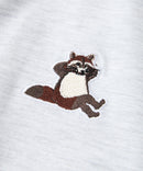【汗染みの目立ちにくいTシャツ ZEROSTAIN/ゼロステイン】アニマル胸ワンポイント刺繍 ビッグシルエット ロンT 防汚 UVカット