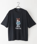 接触冷感 COOLスムース 部分刺繍 プリント リラックスシルエットTシャツ【Blue Standard/ブルースタンダード】