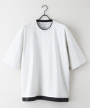 ZEROSTAIN フェイクレイヤード ビッグシルエット キーネック クルーネック Tシャツ 汗染みの目立ちにくいTシャツ 防汚 UVカット ZERO STAIN