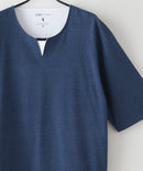 ZEROSTAIN フェイクレイヤード ビッグシルエット キーネック クルーネック Tシャツ 汗染みの目立ちにくいTシャツ 防汚 UVカット ZERO STAIN