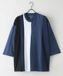 ZEROSTAIN フェイクレイヤード ビッグシルエット 切り替えデザイン 7分袖Tシャツ 汗染みの目立ちにくいTシャツ 防汚 UVカット