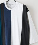 ZEROSTAIN フェイクレイヤード ビッグシルエット 切り替えデザイン 7分袖Tシャツ 汗染みの目立ちにくいTシャツ 防汚 UVカット