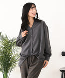 【C-FORT POINT/フォートポイント】ピーチ起毛 スキッパー ブラウス