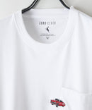 ZEROSTAIN 胸ポケット 刺繍Tシャツ 汗染みの目立ちにくいTシャツ 防汚 UVカット アニマル おじさん ビール アメ車