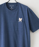 ZEROSTAIN 胸ポケット 刺繍Tシャツ 汗染みの目立ちにくいTシャツ 防汚 UVカット アニマル おじさん ビール アメ車