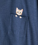 ZEROSTAIN 胸ポケット 刺繍Tシャツ 汗染みの目立ちにくいTシャツ 防汚 UVカット アニマル おじさん ビール アメ車