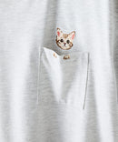 ZEROSTAIN 胸ポケット 刺繍Tシャツ 汗染みの目立ちにくいTシャツ 防汚 UVカット アニマル おじさん ビール アメ車