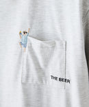 ZEROSTAIN 胸ポケット 刺繍Tシャツ 汗染みの目立ちにくいTシャツ 防汚 UVカット アニマル おじさん ビール アメ車