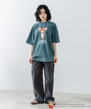 【TOMANDJERRY/トムとジェリー】オリジナルデザイン ジェリー タフィー パウダーブリーチ 加工 Tシャツ ドロップショルダー ビッグシルエット ヴィンテージライク 古着ライク ユニセックス キャラクター