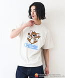 新柄追加!!【TOM AND JERRY/トムとジェリー】オリジナルデザイン 刺繍 Tシャツ ジェリー タフィー ドロップショルダー ビッグシルエット ユニセックス キャラクター