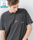 ZEROSTAIN 胸ポケット 刺繍Tシャツ 汗染みの目立ちにくいTシャツ 防汚 UVカット アニマル おじさん ビール アメ車