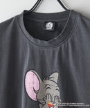 【TOMANDJERRY/トムとジェリー】オリジナルデザイン ジェリー タフィー パウダーブリーチ 加工 Tシャツ ドロップショルダー ビッグシルエット ヴィンテージライク 古着ライク ユニセックス キャラクター