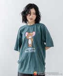 【TOMANDJERRY/トムとジェリー】オリジナルデザイン ジェリー タフィー パウダーブリーチ 加工 Tシャツ ドロップショルダー ビッグシルエット ヴィンテージライク 古着ライク ユニセックス キャラクター