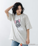 新柄追加!!【TOM AND JERRY/トムとジェリー】オリジナルデザイン 刺繍 Tシャツ ジェリー タフィー ドロップショルダー ビッグシルエット ユニセックス キャラクター