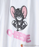 新柄追加!!【TOM AND JERRY/トムとジェリー】オリジナルデザイン 刺繍 Tシャツ ジェリー タフィー ドロップショルダー ビッグシルエット ユニセックス キャラクター