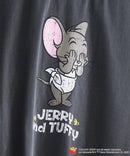 【TOMANDJERRY/トムとジェリー】オリジナルデザイン ジェリー タフィー パウダーブリーチ 加工 Tシャツ ドロップショルダー ビッグシルエット ヴィンテージライク 古着ライク ユニセックス キャラクター