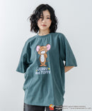 【TOMANDJERRY/トムとジェリー】オリジナルデザイン ジェリー タフィー パウダーブリーチ 加工 Tシャツ ドロップショルダー ビッグシルエット ヴィンテージライク 古着ライク ユニセックス キャラクター