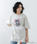 新柄追加!!【TOM AND JERRY/トムとジェリー】オリジナルデザイン 刺繍 Tシャツ ジェリー タフィー ドロップショルダー ビッグシルエット ユニセックス キャラクター
