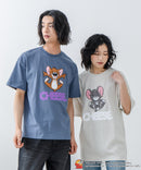新柄追加!!【TOM AND JERRY/トムとジェリー】オリジナルデザイン 刺繍 Tシャツ ジェリー タフィー ドロップショルダー ビッグシルエット ユニセックス キャラクター