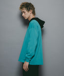 【brknhome/ブロークンホーム】ロング スリーブ フーデッド Tシャツ