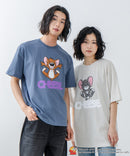 新柄追加!!【TOM AND JERRY/トムとジェリー】オリジナルデザイン 刺繍 Tシャツ ジェリー タフィー ドロップショルダー ビッグシルエット ユニセックス キャラクター