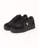【U.S. POLO ASSN./ユーエスポロアッスン】厚底ボリュームソール ワンポイント ローカット コンビネーションスニーカー