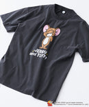 【TOMANDJERRY/トムとジェリー】オリジナルデザイン ジェリー タフィー パウダーブリーチ 加工 Tシャツ ドロップショルダー ビッグシルエット ヴィンテージライク 古着ライク ユニセックス キャラクター