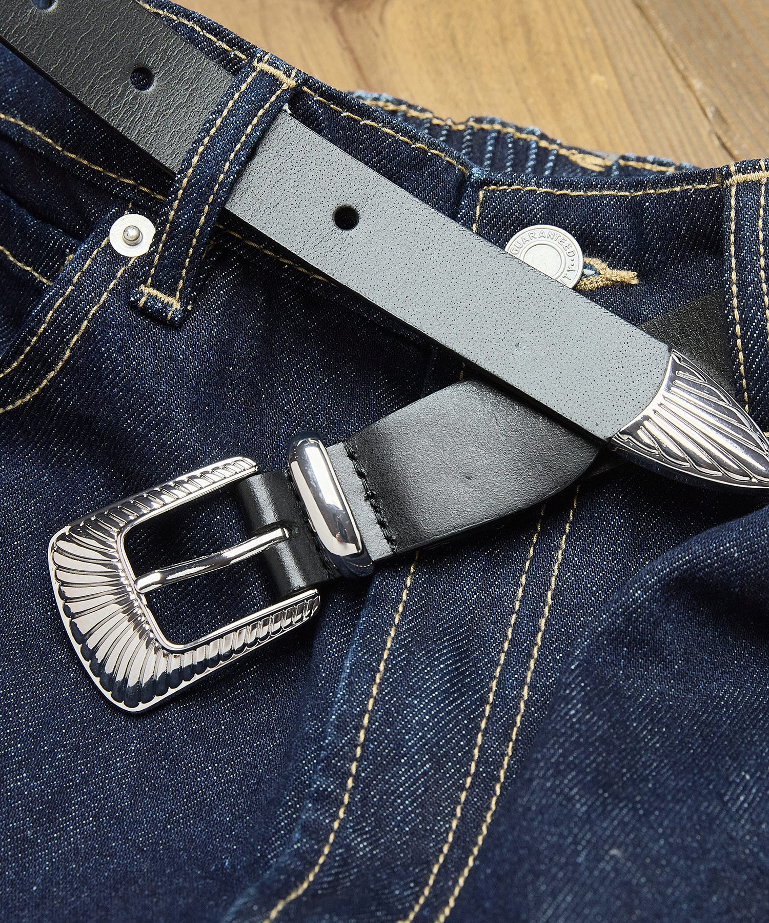 レア美品】LEE デニム フィッシング タックルベスト 本革ベルト仕様