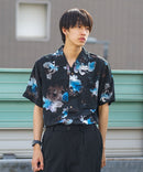 接触冷感 総柄 アロハシャツ レーヨン100% オープンカラー 開襟 ストリート モード カジュアル 夏服  UNIIT ユニット