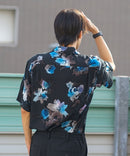接触冷感 総柄 アロハシャツ レーヨン100% オープンカラー 開襟 ストリート モード カジュアル 夏服  UNIIT ユニット