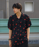 接触冷感 総柄 アロハシャツ レーヨン100% オープンカラー 開襟 ストリート モード カジュアル 夏服  UNIIT ユニット