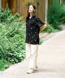 接触冷感 総柄 アロハシャツ レーヨン100% オープンカラー 開襟 ストリート モード カジュアル 夏服  UNIIT ユニット