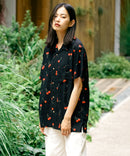 接触冷感 総柄 アロハシャツ レーヨン100% オープンカラー 開襟 ストリート モード カジュアル 夏服  UNIIT ユニット