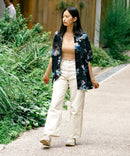 接触冷感 総柄 アロハシャツ レーヨン100% オープンカラー 開襟 ストリート モード カジュアル 夏服  UNIIT ユニット