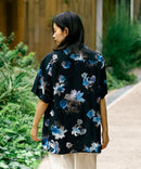 接触冷感 総柄 アロハシャツ レーヨン100% オープンカラー 開襟 ストリート モード カジュアル 夏服  UNIIT ユニット