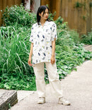 接触冷感 総柄 アロハシャツ レーヨン100% オープンカラー 開襟 ストリート モード カジュアル 夏服  UNIIT ユニット