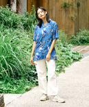 接触冷感 総柄 アロハシャツ レーヨン100% オープンカラー 開襟 ストリート モード カジュアル 夏服  UNIIT ユニット