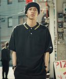 襟ライン ルーズフィット ポロシャツ