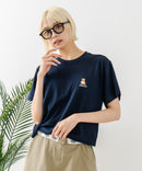 クロップド丈 ワンポイント刺繍Tシャツ【TeddyBear/テディベア】