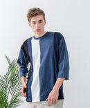 ZEROSTAIN フェイクレイヤード ビッグシルエット 切り替えデザイン 7分袖Tシャツ 汗染みの目立ちにくいTシャツ 防汚 UVカット