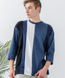 ZEROSTAIN フェイクレイヤード ビッグシルエット 切り替えデザイン 7分袖Tシャツ 汗染みの目立ちにくいTシャツ 防汚 UVカット