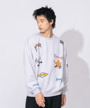 裏起毛 刺繍&プリント 総柄 クルーネックスウェット THRASHER スラッシャー