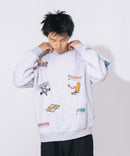 裏起毛 刺繍&プリント 総柄 クルーネックスウェット THRASHER スラッシャー