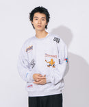 裏起毛 刺繍&プリント 総柄 クルーネックスウェット THRASHER スラッシャー