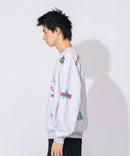 裏起毛 刺繍&プリント 総柄 クルーネックスウェット THRASHER スラッシャー