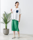 5分袖 刺繍 ポケット付Tシャツ【C17/シーセブンティーン】